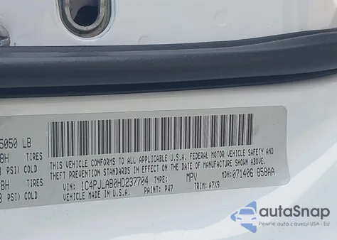 2017 Jeep Cherokee Altitude Fwd from USA, damaged, VIN 1C4PJLAB0HD237704